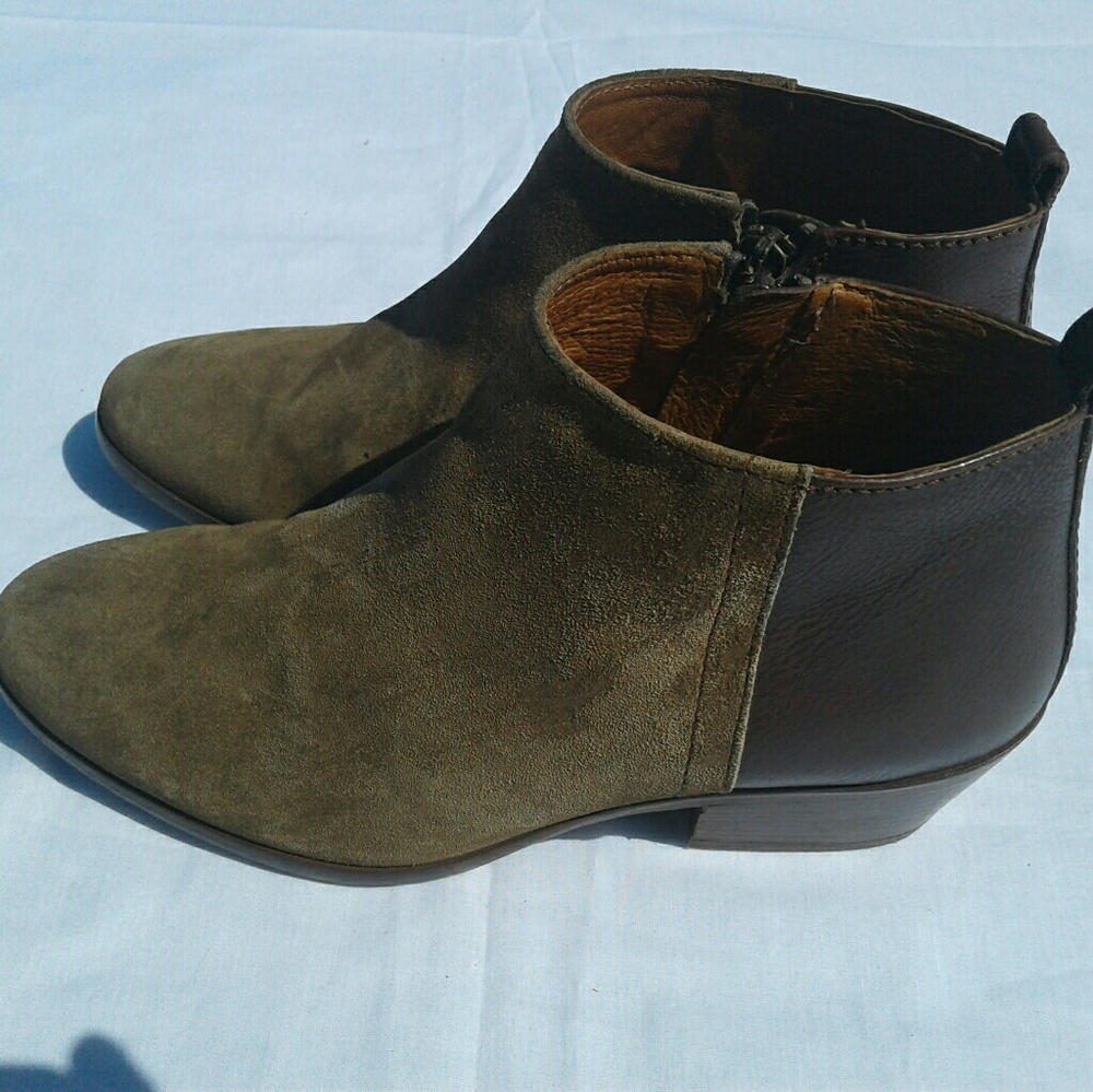 Madewell Cait Brown Tan Suede Zip Ankle Booties